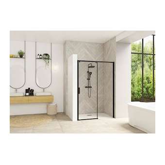 Smart Design coulissante sans seuil 100 profilé noir verre transparent d|Blanc aqua production-BL5PA90112NTNED
