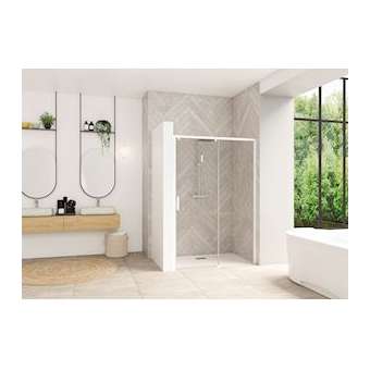 Smart Design coulissante sans seuil 110 profilé blanc verre transparent d|Blanc aqua production-BL5PA90113BTNED