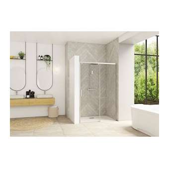 Smart Design coulissante sans seuil 110 profilé chromé verre transparent d|Blanc aqua production-BL5PA90113CTNED