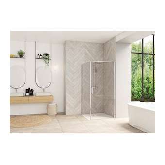 Smart Design retour fixe sans seuil 120 profilé chromé verre transparent|Blanc aqua production-BL5PA90158CTNE