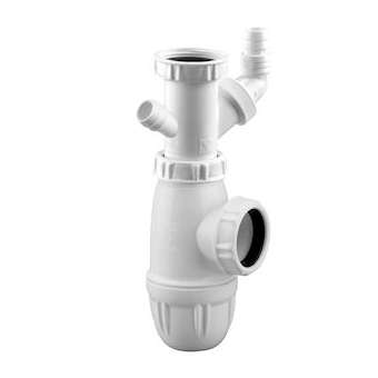 Siphon évier NF, prises machine ou trop plein, réglable 115/140 mm, sortie D40|Valentin-VA275220000100