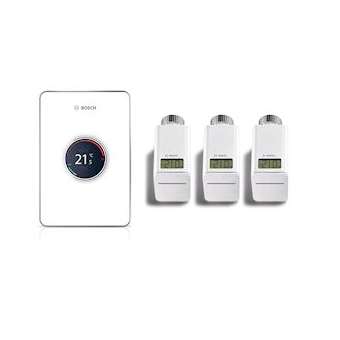 Thermostat EASYCONTROL CT200 + 3 têtes thermostatiques couleur blanc|Bosch Thermotechnologie-BOT7736701393