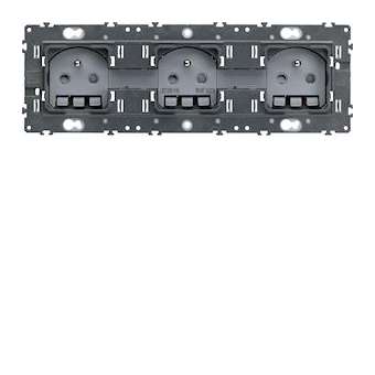 Prise de courant gallery 2P+T triple|Hager-HAGWXF123