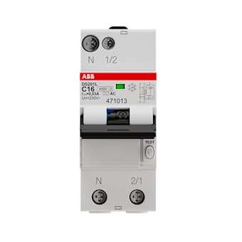 Disjoncteur Différentiel (DS201L) 1P+N 4,5/6Ka C-16A 30mA Ac|ABB-ABB471013