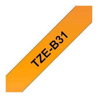 Ruban TZeB31, 12mm Noir sur fond Orange fluo, Laminé, 5M|Brother france-BRTTZEB31