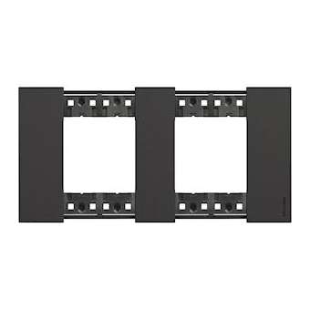 Plaque de finition Living Now Collection Les Noirs 2x2 modules finition Noir|Bticino-TICBTKA4802M2KG