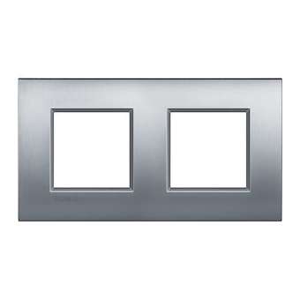 Plaque Livinglight Air Metal brossé 2+2 modules horizontal ou vertical - Chrome|Bticino-TICBTLNE4802M2CRS