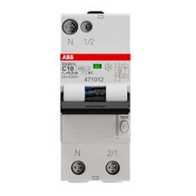 Disjoncteur Différentiel (DS201L) 1P+N 4,5/6Ka C-10A 30mA Ac|ABB-ABB471012