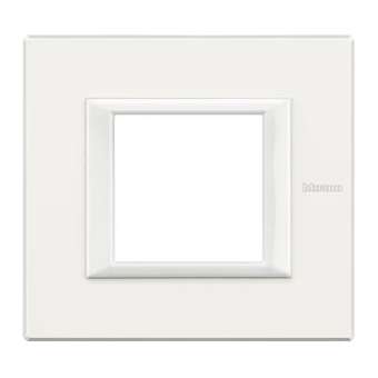 Plaque rectangulaire Axolute Aluminium monochrome 2 modules - Blanc|Bticino-TICHA4802HD