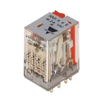 Relais miniature 4RT 5A 24VCC bouton test + indicateur mécanique + Led|Carlo gavazzi-CGPRMIA4524DC