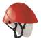 casque rouge avec ecran facial integre