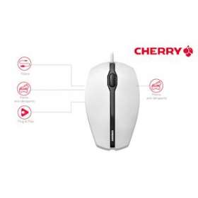 CHERRY GENTIX Souris optique 1000 dpi 3 boutons symétrique USB blanc grisé|Cherry-CY1JM-0300-0