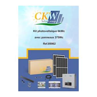 Kit Solaire onduleur 6kW-triphasé-16 panneaux 375W-toit tuile ETN-Coffret AC/DC|-KWC89062