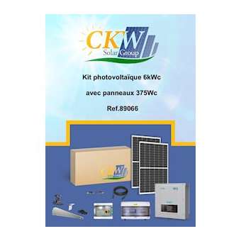Kit Solaire onduleur 6kW-triphasé-16 panneaux 375W-toit plat ETN-Coffret AC/DC|-KWC89066