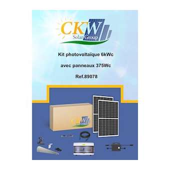 Kit Solaire 6KW triphase-8 mic-ond. 16 panneaux 375W-toit plat ETN-Coffret AC|-KWC89078