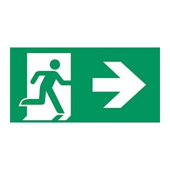 Etiquette de signalisation pour BAES autocollante SORTIE DROITE (lot de 10)|Cordia-KDASEVV1014