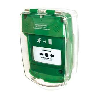 Coque de protection DM saillie avec sirène évacuation vert (pile fournie)|Cordia-KDAACPD1016