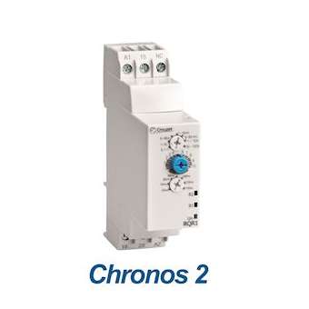 Chronos 2 Timer, RQR1, Din Rail, 22.5mm, 24 VDC & 24-240 VAC, 2X8A, 0.1S-100H|Crouzet-CRT88866175