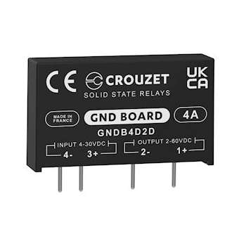 SSR, GND Board, PCB Mounting, 4A OUT 2-60 VDC, IN 4-30 VDC, DC Switching|Crouzet-CRTGNDB4D2D