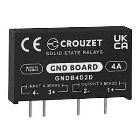 SSR, GND Board, PCB Mounting, 4A OUT 2-60 VDC, IN 4-30 VDC, DC Switching|Crouzet-CRTGNDB4D2D