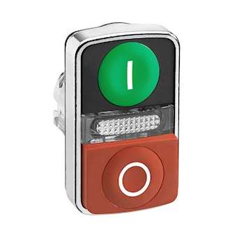 Harmony tête bouton-poussoir double touche D22 vert + rouge E S IP66, IP69K|Schneider Electric-SCHZB4BW7L3741