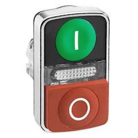 Harmony tête bouton-poussoir double touche D22 vert + rouge E S IP66, IP69K|Schneider Electric-SCHZB4BW7L3741