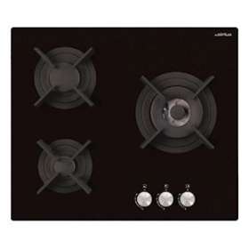 Table verre gaz 60 cm - 3 foyers dont 1 triple couronne - 6,15 kW - Manettes|Airlux-ALXAV635HBK