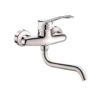 Mit. évier mur. méca. bec orient. L.200 man.ajour. racc.std|Delabie-DL52519S