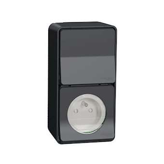 Mureva Styl - Prise courant 2P+T+va et vient verti. - saillie - IP55 IK08 - gris|Schneider Electric-SCHMUR36025