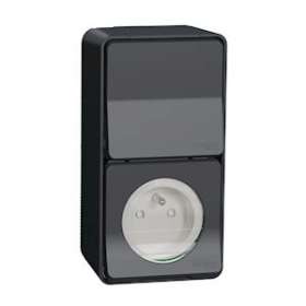 Mureva Styl - Prise courant 2P+T+va et vient verti. - saillie - IP55 IK08 - gris|Schneider Electric-SCHMUR36025