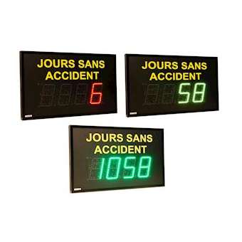 AFFICHEUR JOURS SANS ACCIDENTS 1 LIGNE, 4 DIGITS, 3 COULEURS, IP54, 88-264 VAC,|Ditel-D1VDMSFT01CFIR