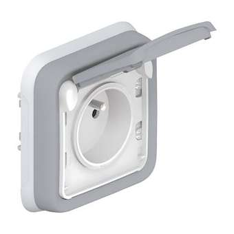Prise de courant étanche 2P+T éclips 16A Plexo complet IP55 encastré - gris|Legrand-LEG069831