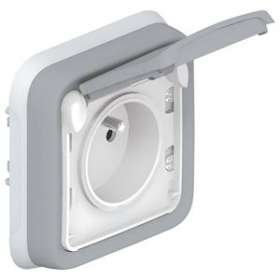 Prise de courant étanche 2P+T éclips 16A Plexo complet IP55 encastré - gris|Legrand-LEG069831