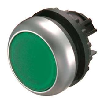 Bouton-poussoir lumineux, plat, vert, à rappel|Eaton industries-EONM22-DL-G