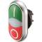Bouton-poussoir double avec élement DEL, vert I/blanc/rouge 0