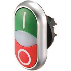 Bouton-poussoir double avec élement DEL, vert I/blanc/rouge 0|Eaton industries-EONM22-DDL-GR-X1-X0