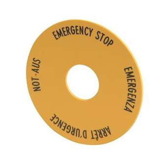 Étiquette, arrêt d'urgence, jaune, D60mm, 4 langues, DE, EN, FR, IT|Eaton industries-EONM22-XBK1