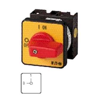 Inter. Marche-Arrêt, 2 pôles, 20 A, Fonctions d'ARRÊT D'URGENCE, 90DEG, encastré|Eaton industries-EONT0-1-102-E-RT