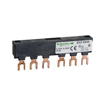 TeSys GV - jeu de barre tripolaire - 63A - 2 dérivations - pas 45 mm|Schneider Electric-SCHGV2G245