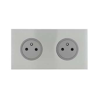 Art d'Arnould univers Epure double prise de courant 2P+T 16A 250V - acier brossé|Arnould-ARD67432