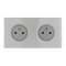 Art d'Arnould univers Epure double prise de courant 2P+T 16A 250V - acier brossé
