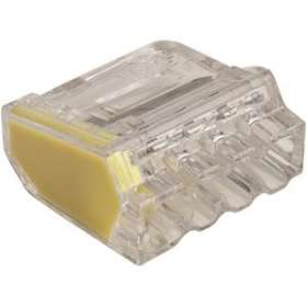 Borne de connexion automatique 4 entrées transparente jaune (x 500)|EMX-EMX103424