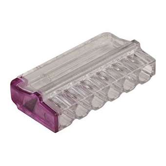 Borne de connexion automatique 6 entrées transparente violette (x 250)|EMX-EMX103426