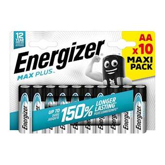 Pile alcaline Max Plus AA x 10 notre pile alcaline qui dure le plus longtemps|Energizer france-RSN437379