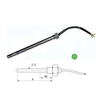 THERMOPLONGEUR MONOTUBE INOX DIA 22 BOUCHON 3/4' SORTIE PAR CABLE LG1M TCV0|Etirex-ERXTCV030