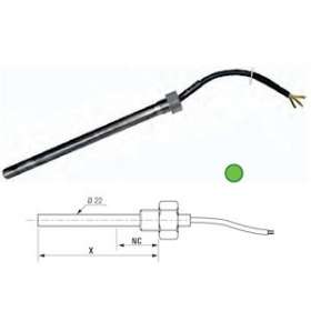 THERMOPLONGEUR MONOTUBE INOX DIA 22 BOUCHON 3/4' SORTIE PAR CABLE LG1M TCV0|Etirex-ERXTCV030