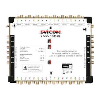 Commutateur universel 17 câbles 16 sat. + terrestre, 12 sorties|Evicom-EVCSCSC17212U