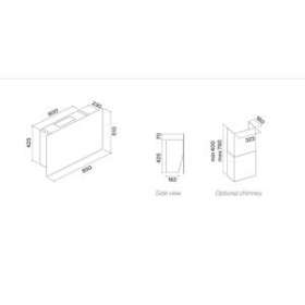 Hotte verticale 85cm, Moteur 600m3/h, 4 vitesses|Falmec-MECCOVER1480