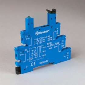 Support 6A 250V 24V DC, pour série 34, bleu, à cage, 6,2mm|Finder-FID93017024