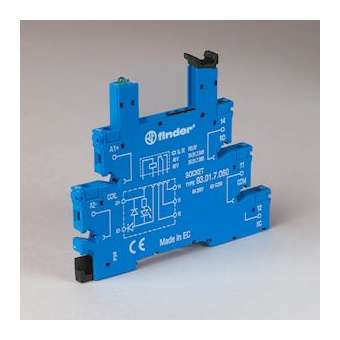 Support 6A 250V 24V AC/DC, pour série 34, bleu, à cage, 6,2mm|Finder-FID93010024